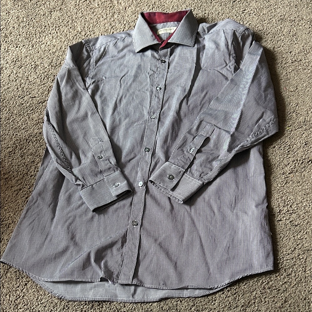Burberry Gray Checkered Dress Shirt